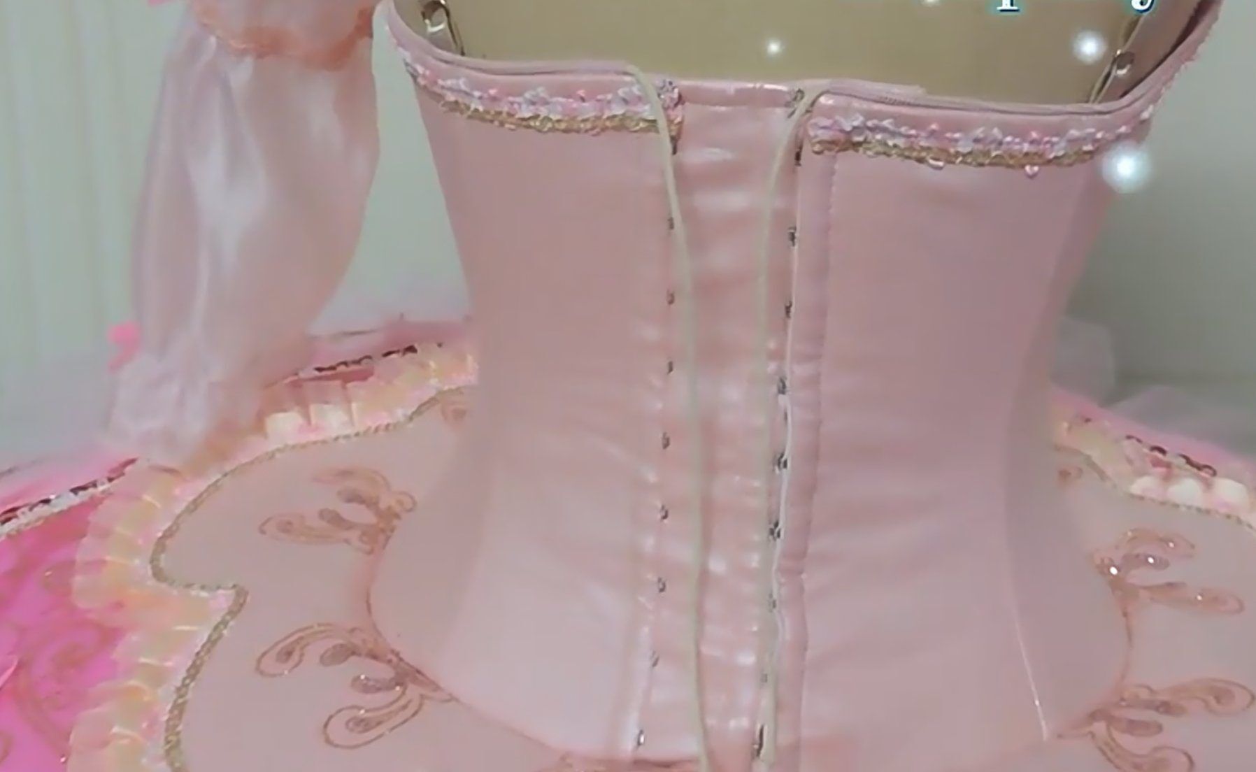 Hook and eyes boduce for the pink sleeping beauty tutu